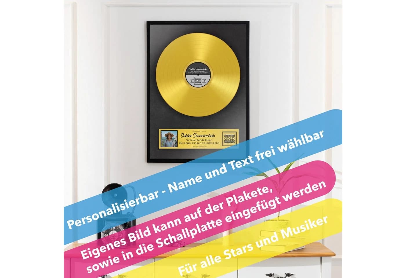 Lineo Personalisierte Goldene Schallplatte Poster mit Foto & Name - Bild 3