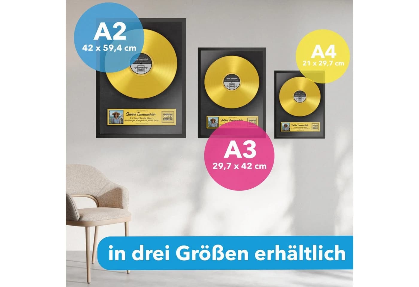 Lineo Personalisierte Goldene Schallplatte Poster mit Foto & Name - Bild 5