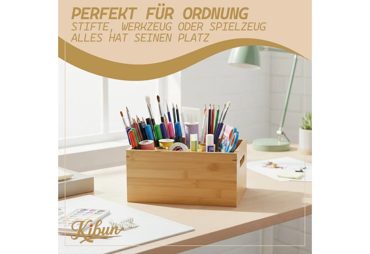 Kibun Stapelbare Holzkiste Bambus mit Griffen - Bild 3