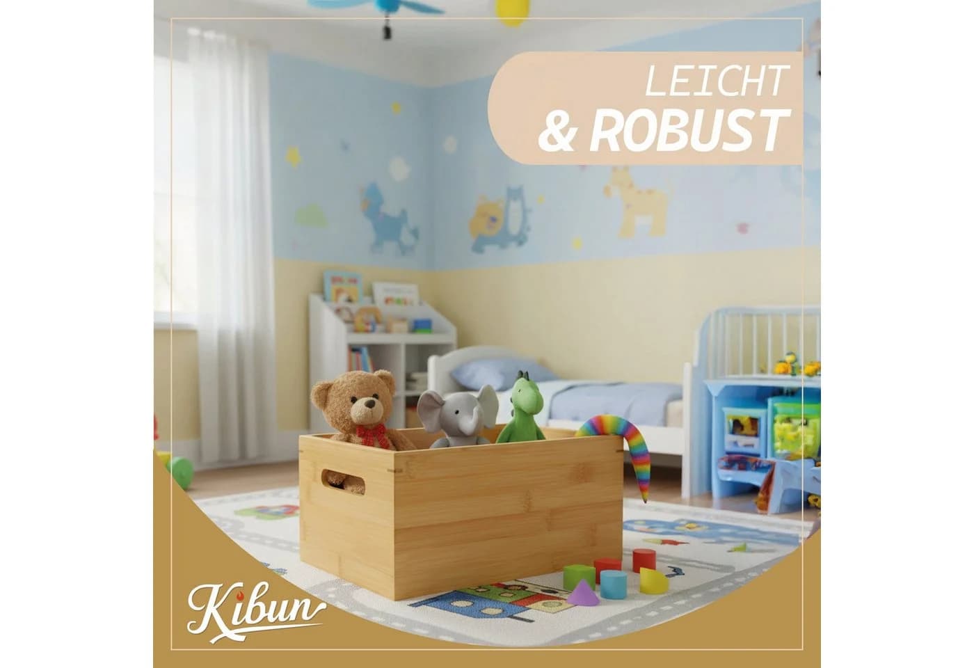 Kibun Stapelbare Holzkiste Bambus mit Griffen - Bild 4