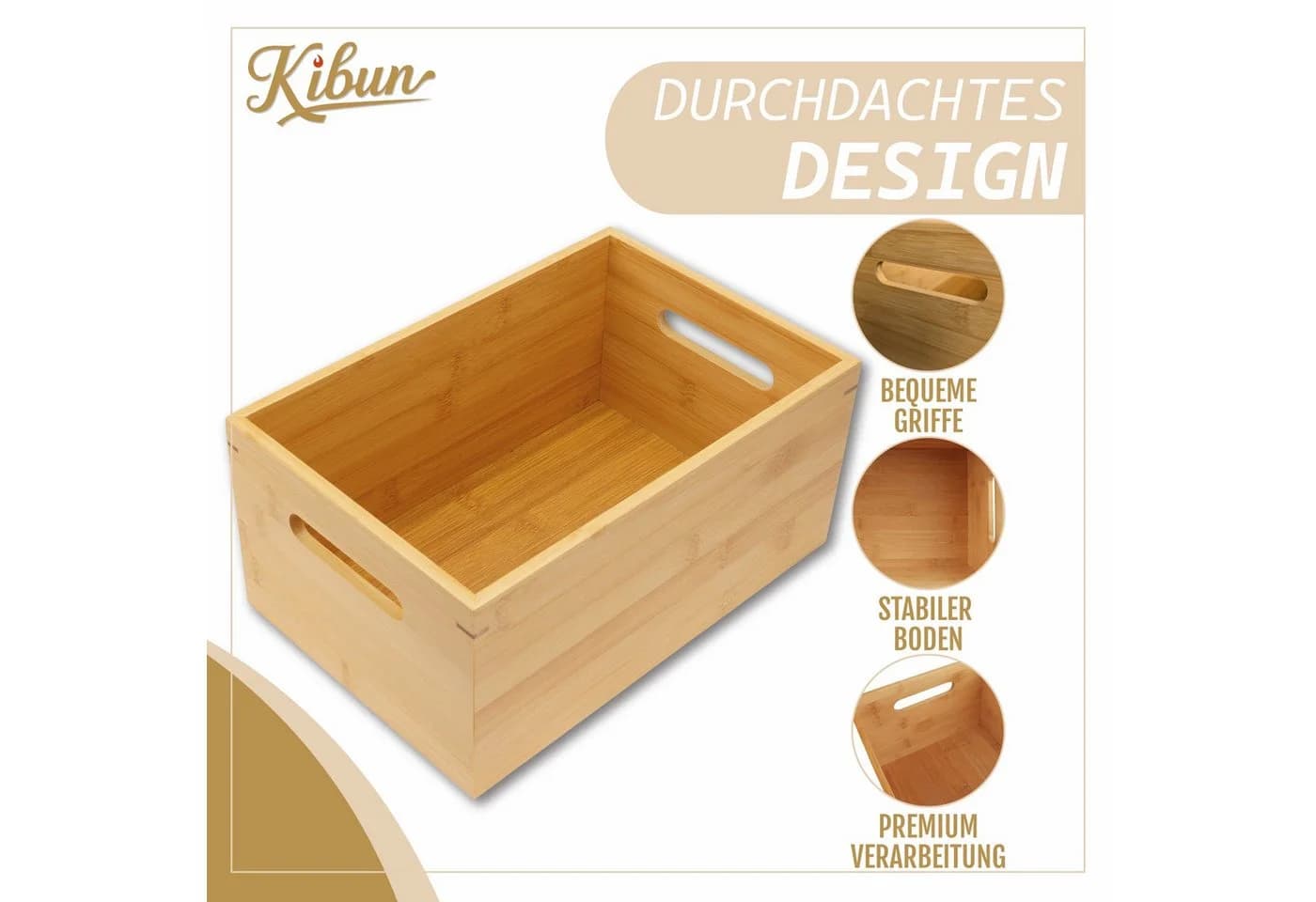 Kibun Stapelbare Holzkiste Bambus mit Griffen - Bild 5