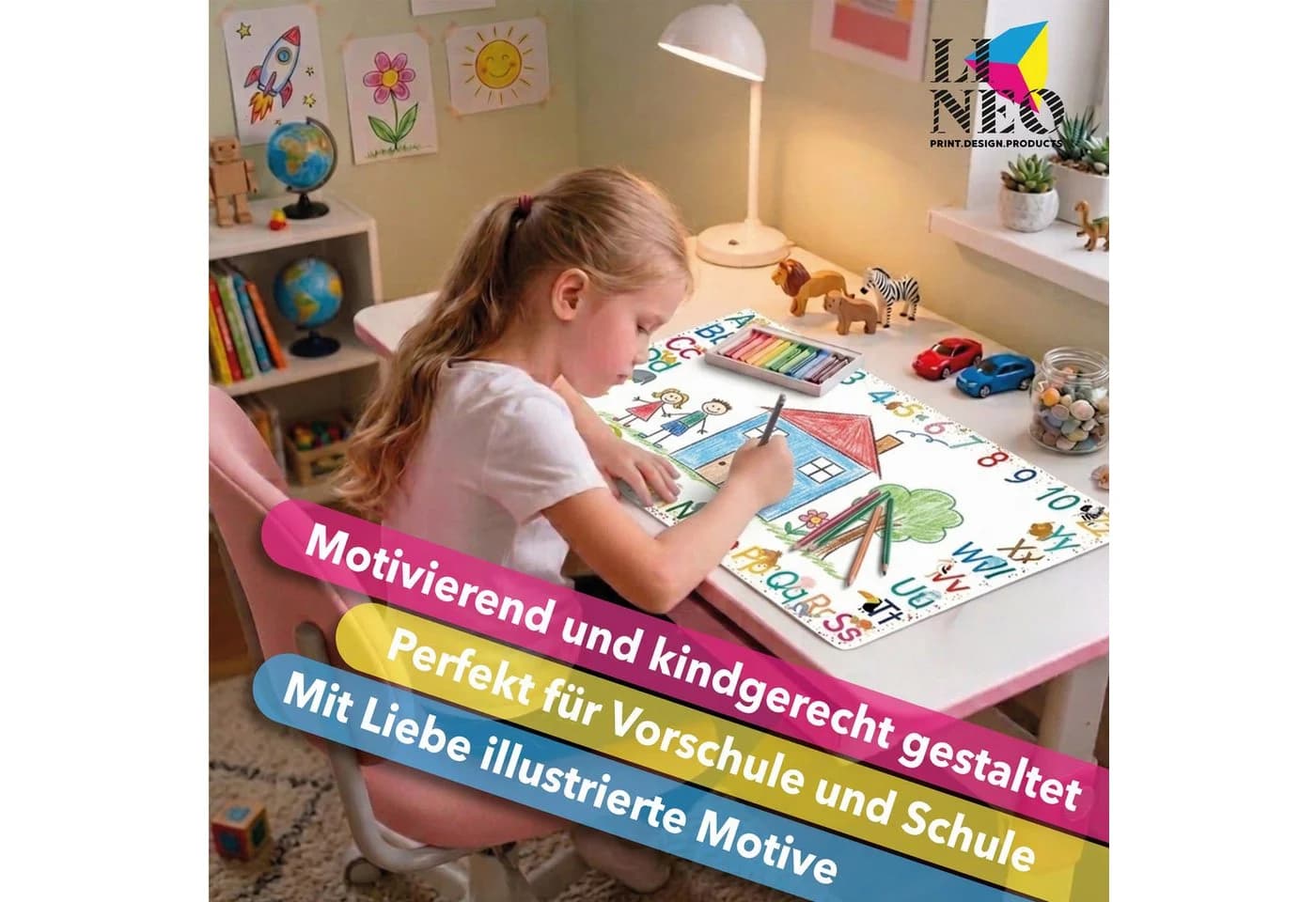 Lineo Schreibtischunterlage Alphabet 60x42 cm Bunt - Bild 5