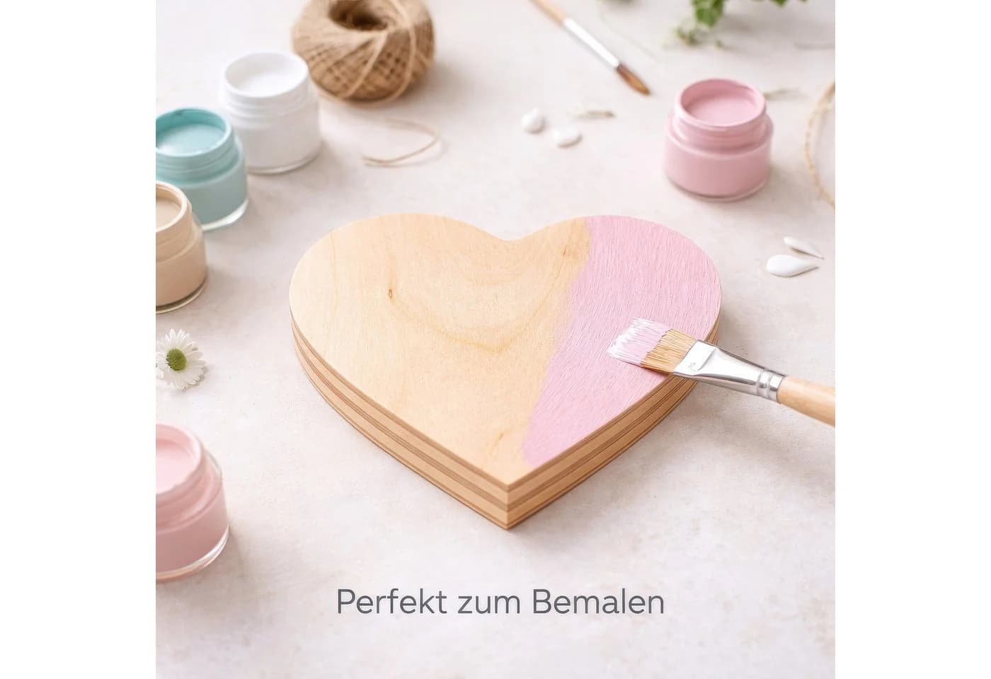 Kibun XXL Holzherz 25x25 cm Wanddeko zum Bemalen & Beschriften - Bild 5