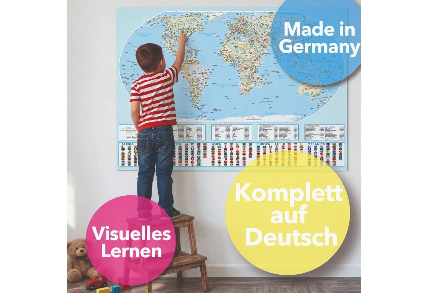 Lineo Poster Weltkarte XXL Equal Earth Bunt - Bild 5