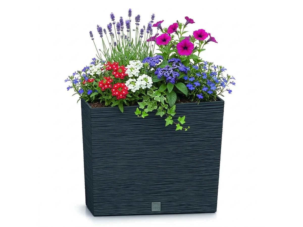 Prosperplast Blumenkasten 2x Furu DFC600T Anthrazit Rillenoptik