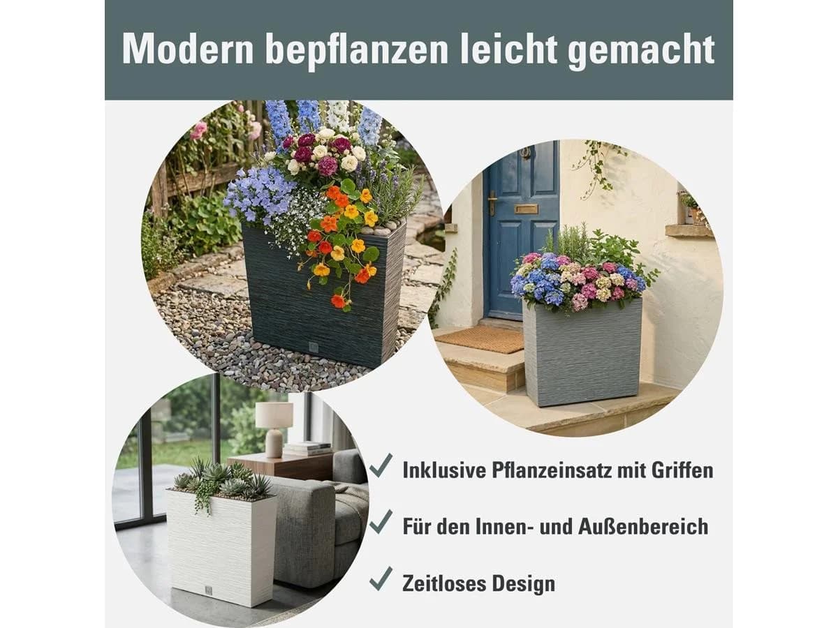 Prosperplast Blumenkasten 2x Furu DFC600T Anthrazit Rillenoptik - Bild 3