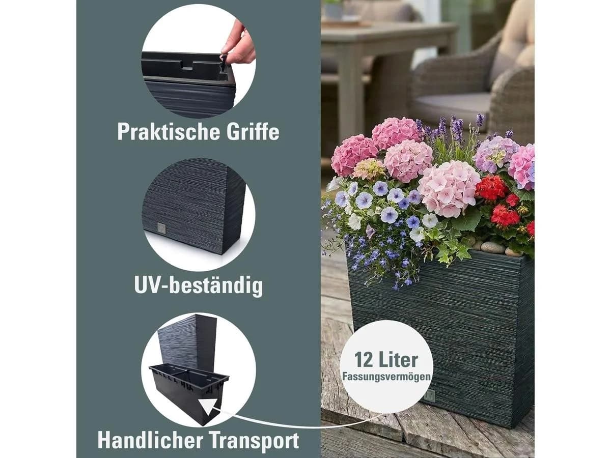 Prosperplast Blumenkasten 2x Furu DFC600T Anthrazit Rillenoptik - Bild 5