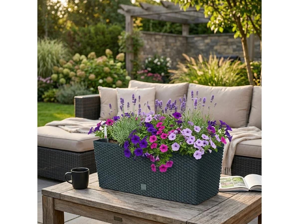 Prosperplast Blumenkasten Rato Case 4er-Set Anthrazit Rattanoptik - Bild 4
