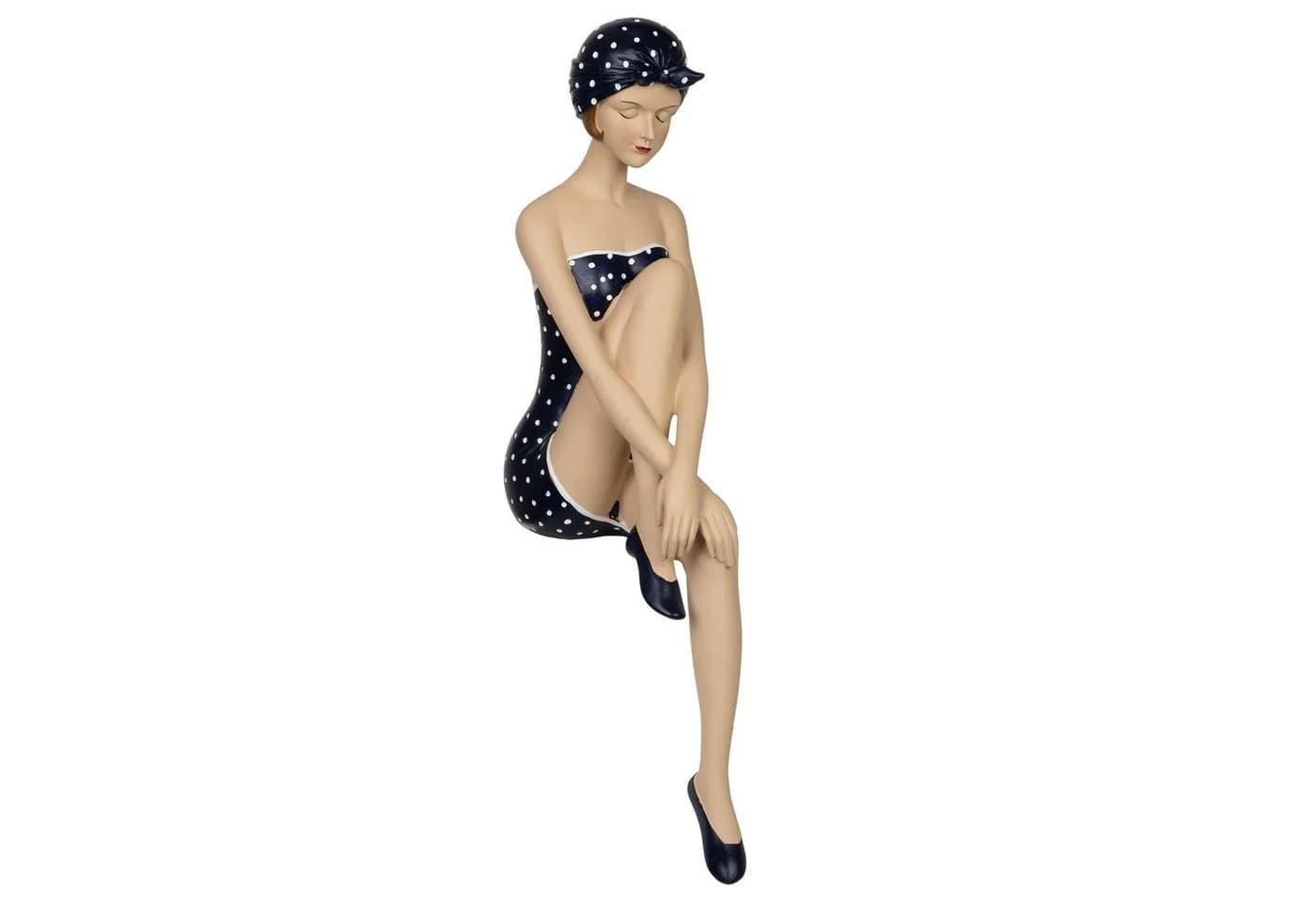 Moritz Dekofigur Retro Badefigur Blau-Weiß Punkte Resin - Bild 2