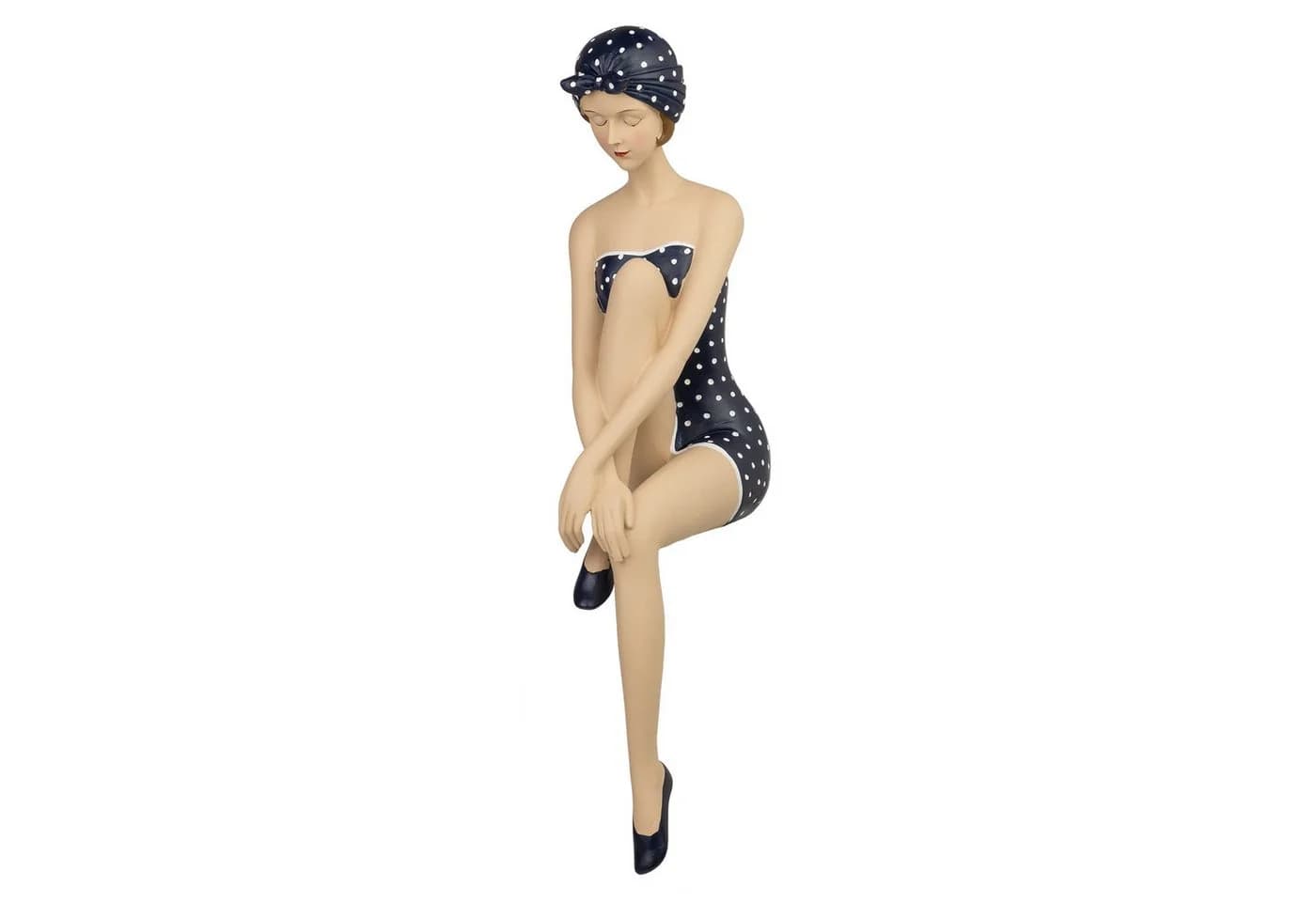 Moritz Dekofigur Retro Badefigur Blau-Weiß Punkte Resin - Bild 4