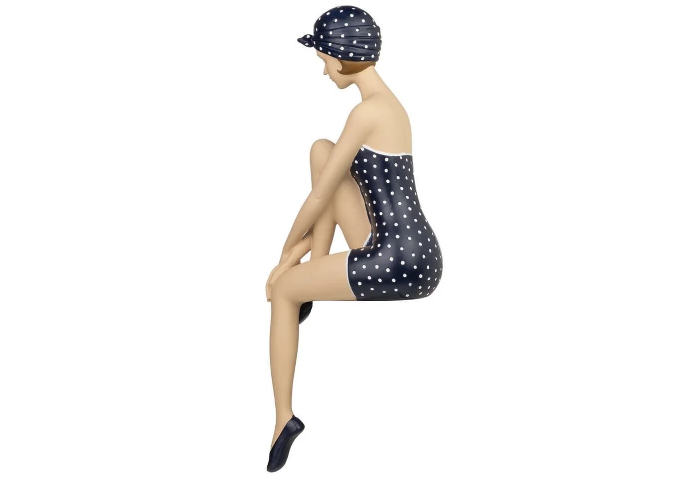 Moritz Dekofigur Retro Badefigur Blau-Weiß Punkte Resin - Bild 5