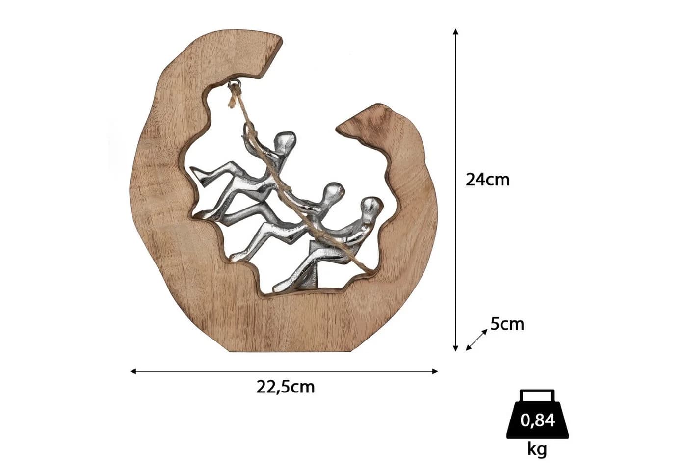 Moritz Teamwork-Skulptur Aluminium auf Mangoholz 24 cm - Bild 3