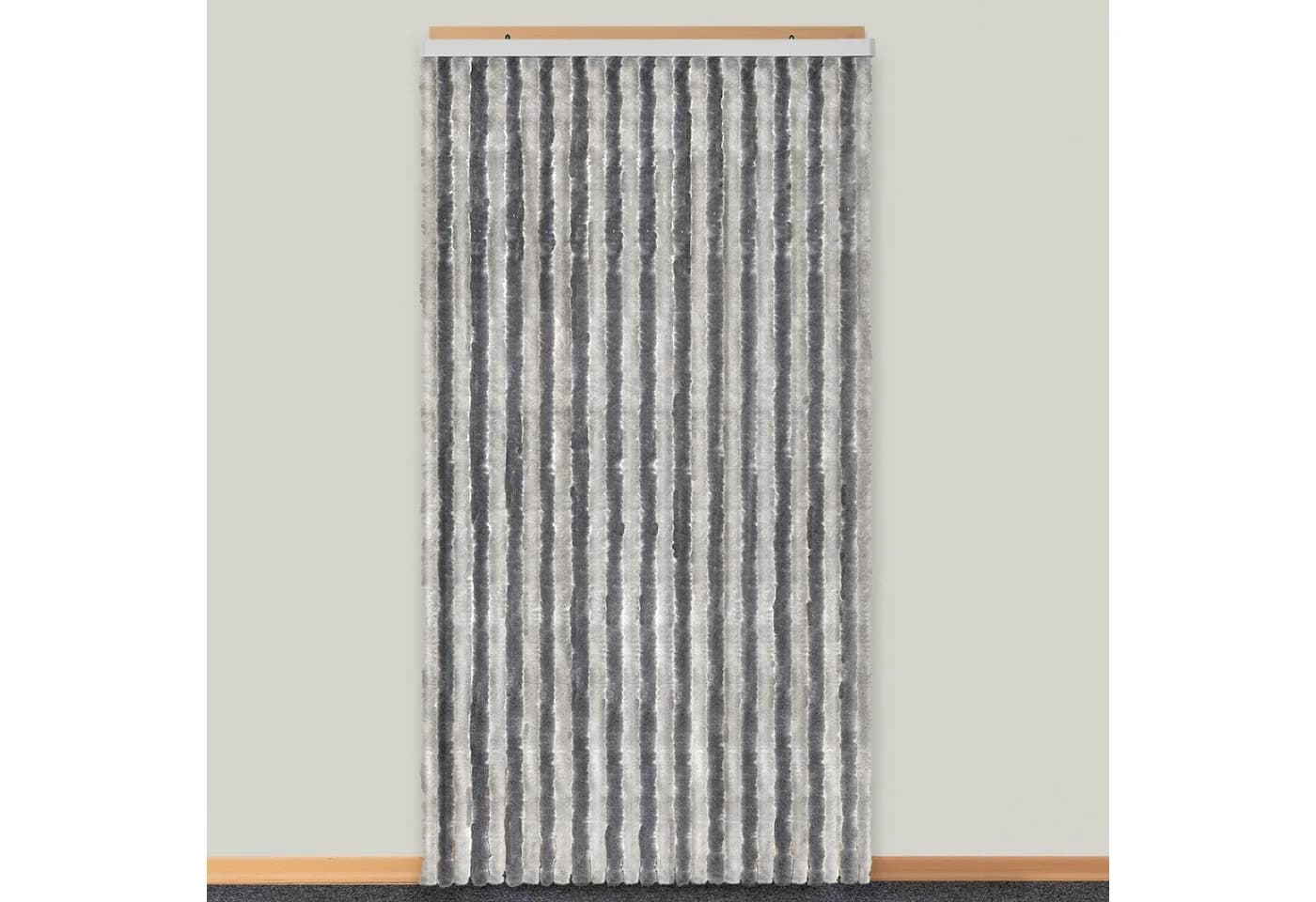 Moritz Türvorhang Flauschvorhang 118x230cm Grau Silber Hakenaufhängung
