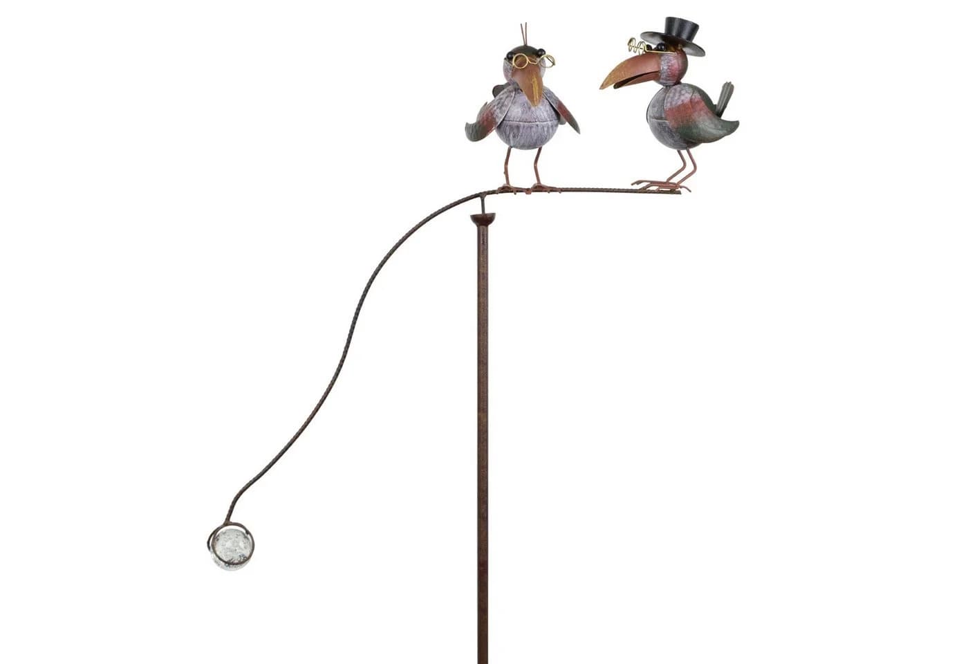 Moritz Metall-Gartenstecker Vogelpaar mit Brille und Zylinder - Bild 2