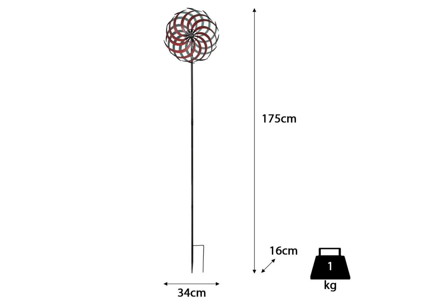 Moritz Metall-Windrad doppelläufig rot-türkis Gartendeko - Bild 3