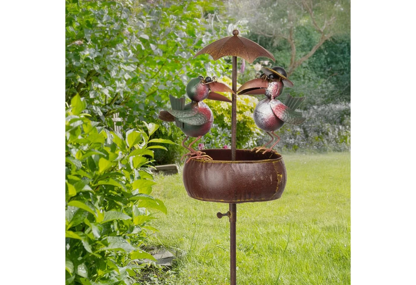 Moritz Gartenstecker Vogel mit Schirm aus Metall 128 cm
