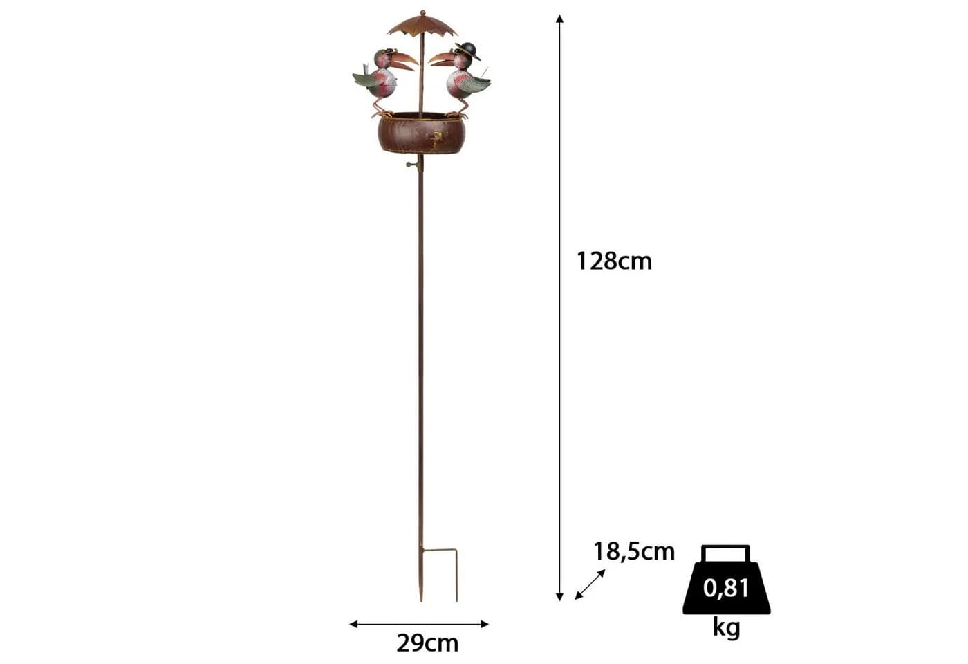 Moritz Gartenstecker Vogel mit Schirm aus Metall 128 cm - Bild 3