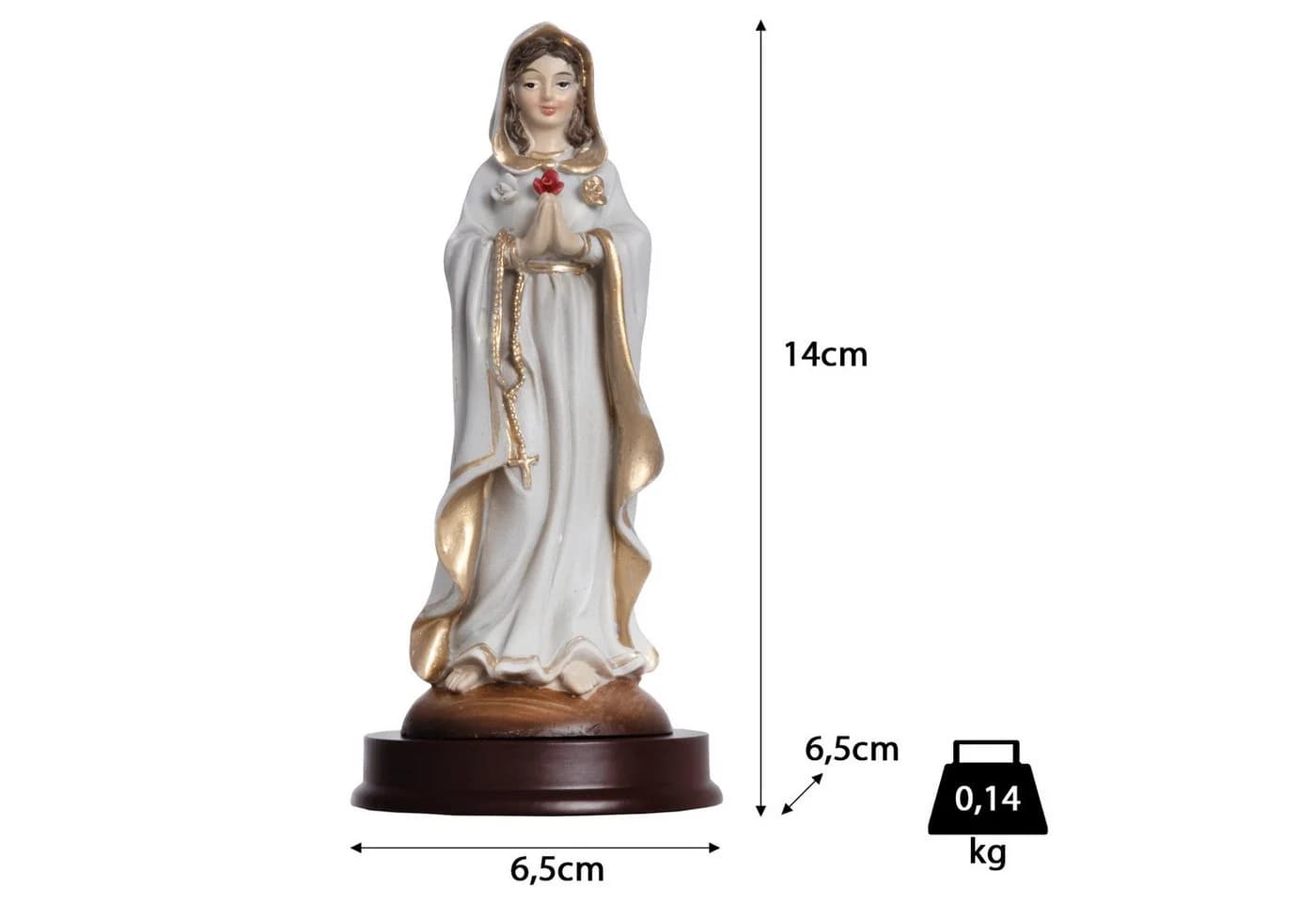 Moritz Marienfigur 14 cm Weiß/Gold Polyresin Statue - Bild 3