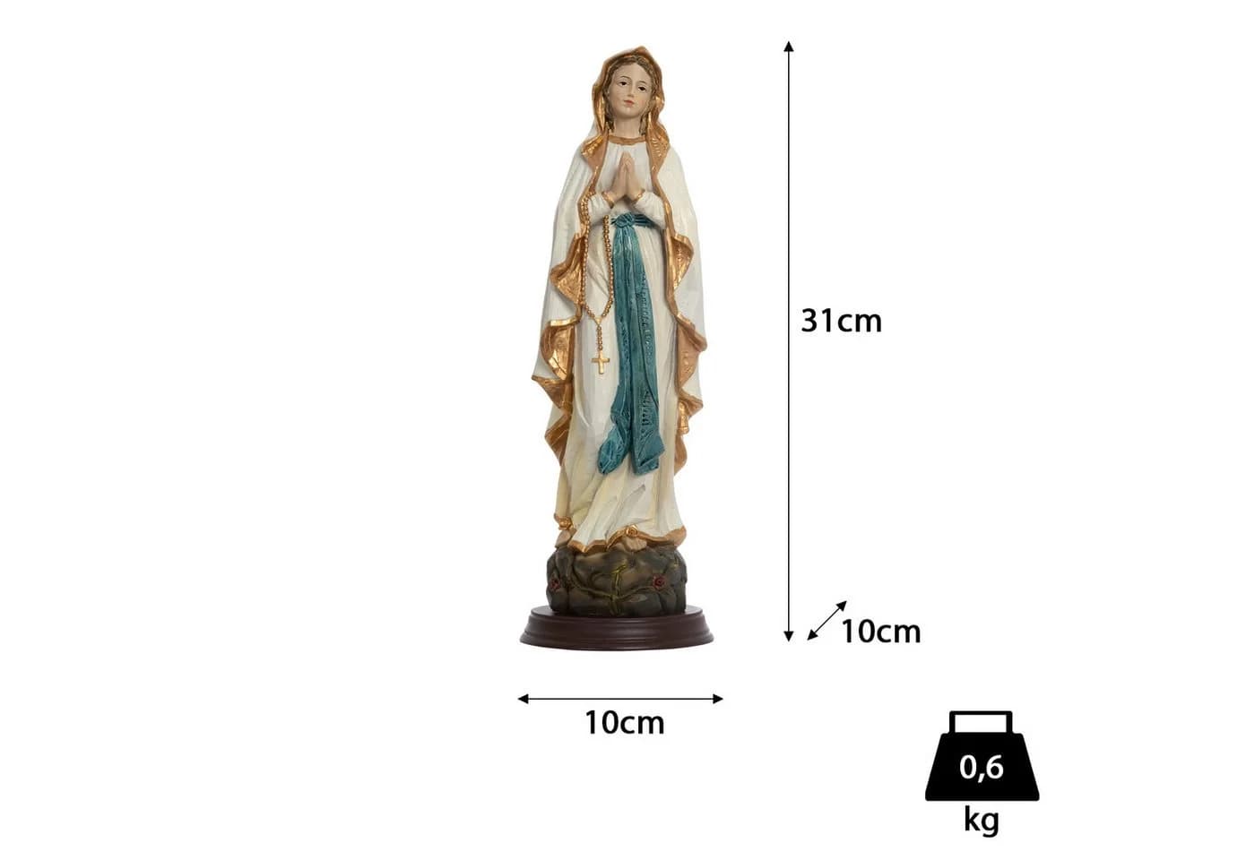 Moritz Dekofigur Jungfrau Maria Statue 31 cm Weiß Polyresin - Bild 3