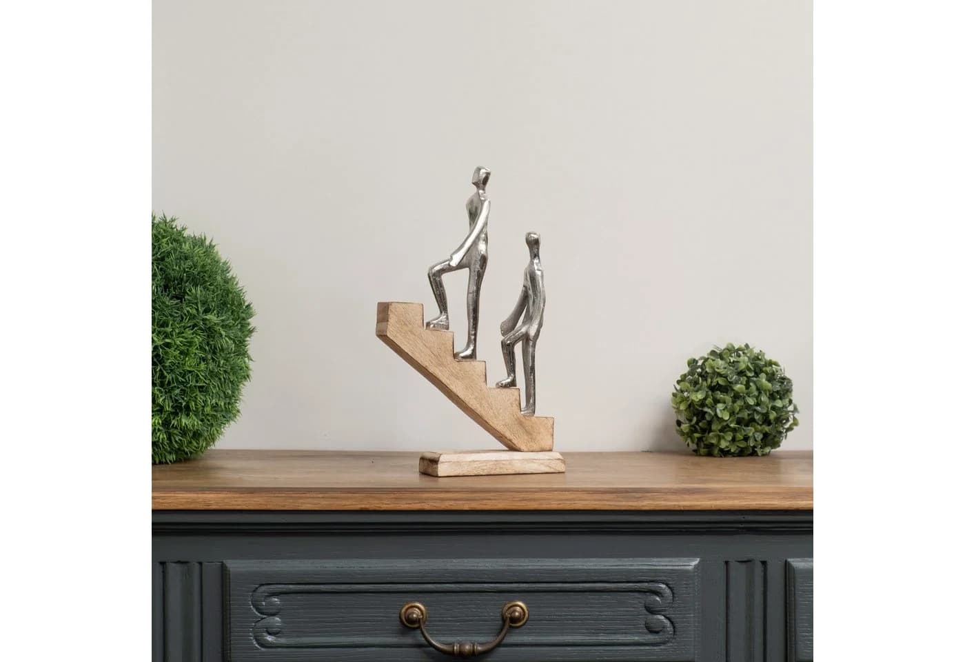 Moritz Skulptur Dekofigur Aufstieg mit 2 Personen aus Aluminium & Holz