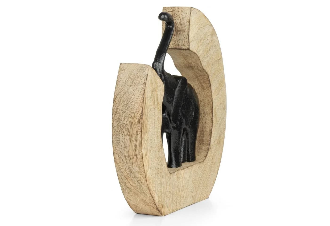 Moritz Skulptur Elefantenfigur Schwarz Aluminium auf Holz - Bild 4