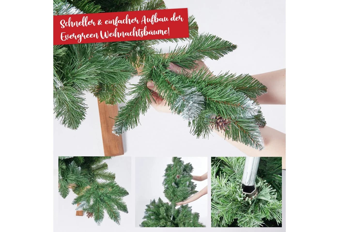 Onbest Weihnachtsbaum Winterland PVC mit Schnee-Effekt & Holzständer - Bild 5