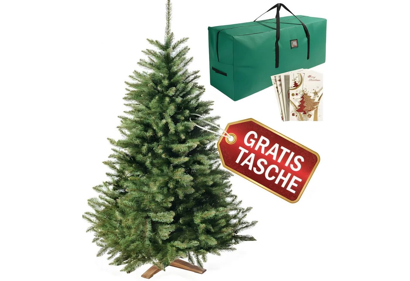 Onbest Künstlicher Weihnachtsbaum Classic Massivholz Ständer Grün - Bild 2