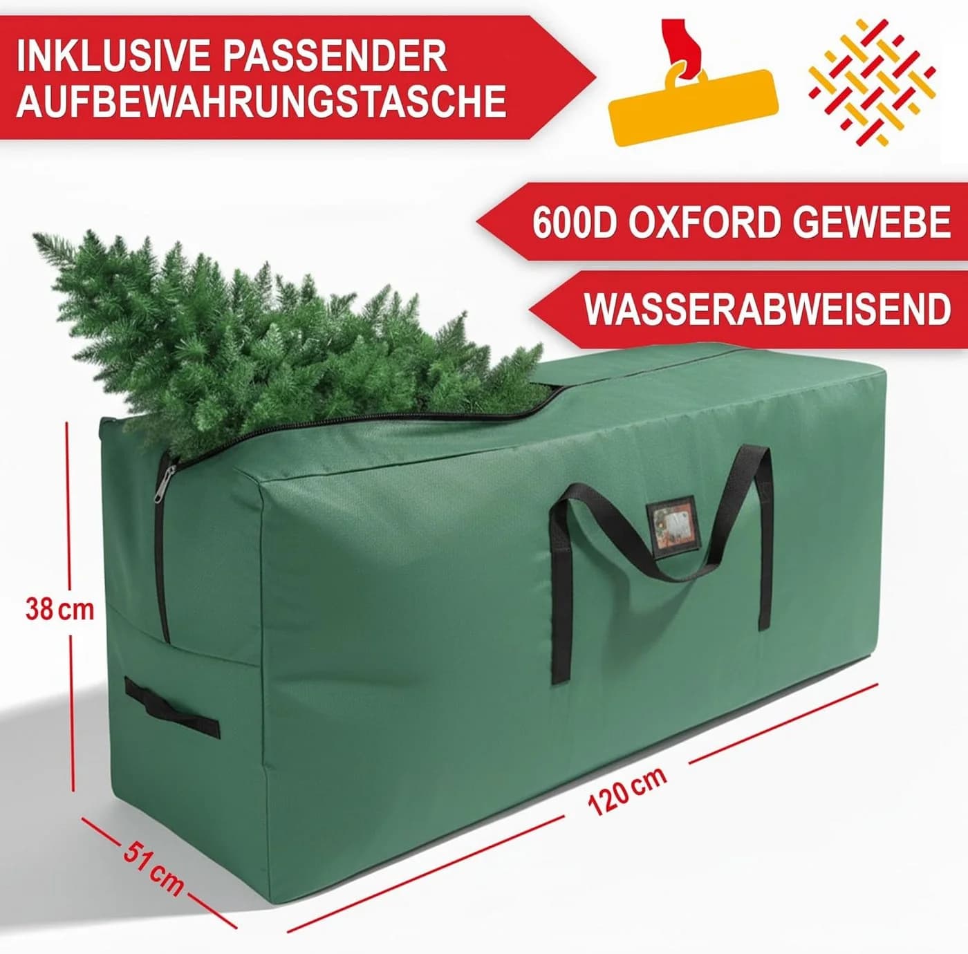 Onbest Künstlicher Weihnachtsbaum Classic Massivholz Ständer Grün - Bild 4