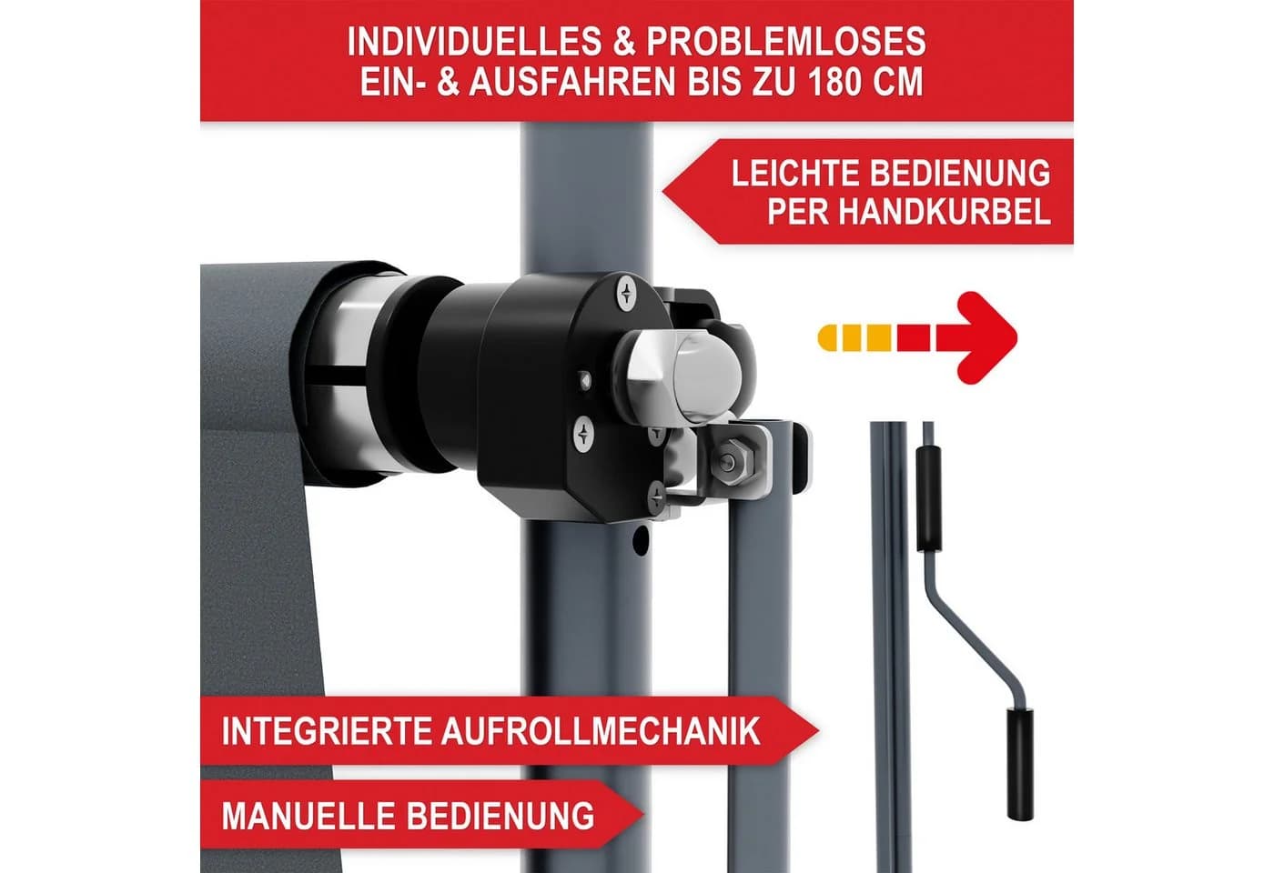 Onbest Klemmmarkise Anthrazit mit Handkurbel - Bild 5