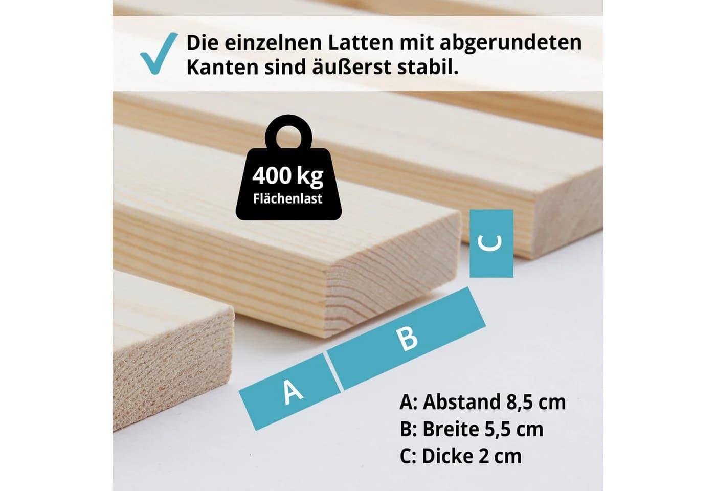 Wolkenland Lattenrost PREMIUM Rollrost Massivholz 400kg Tragkraft - Bild 3
