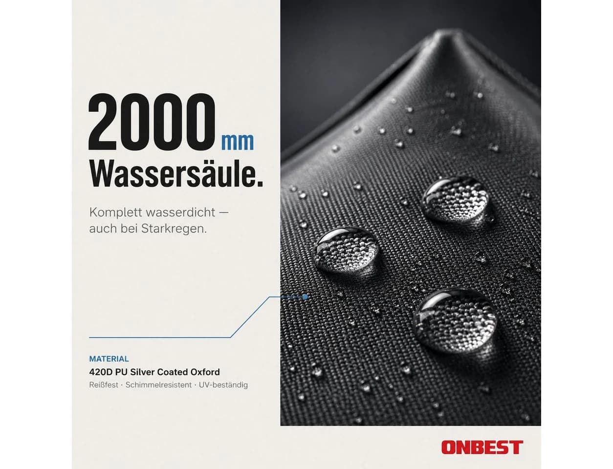 Onbest Pavillon Partyzelt 3x3m Pop-Up Grau Blau Weiß - Bild 4