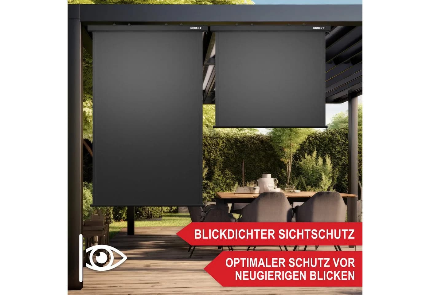 Onbest Vertikalmarkise mit Handkurbel Anthrazit Wetterfest - Bild 3