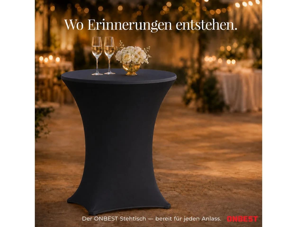 Onbest Stehtisch Klappbar Schwarz mit Tischhusse - Bild 3
