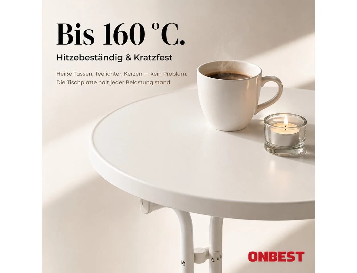 Onbest Stehtisch Klappbar Weiß Inklusive Tischhusse - Bild 4