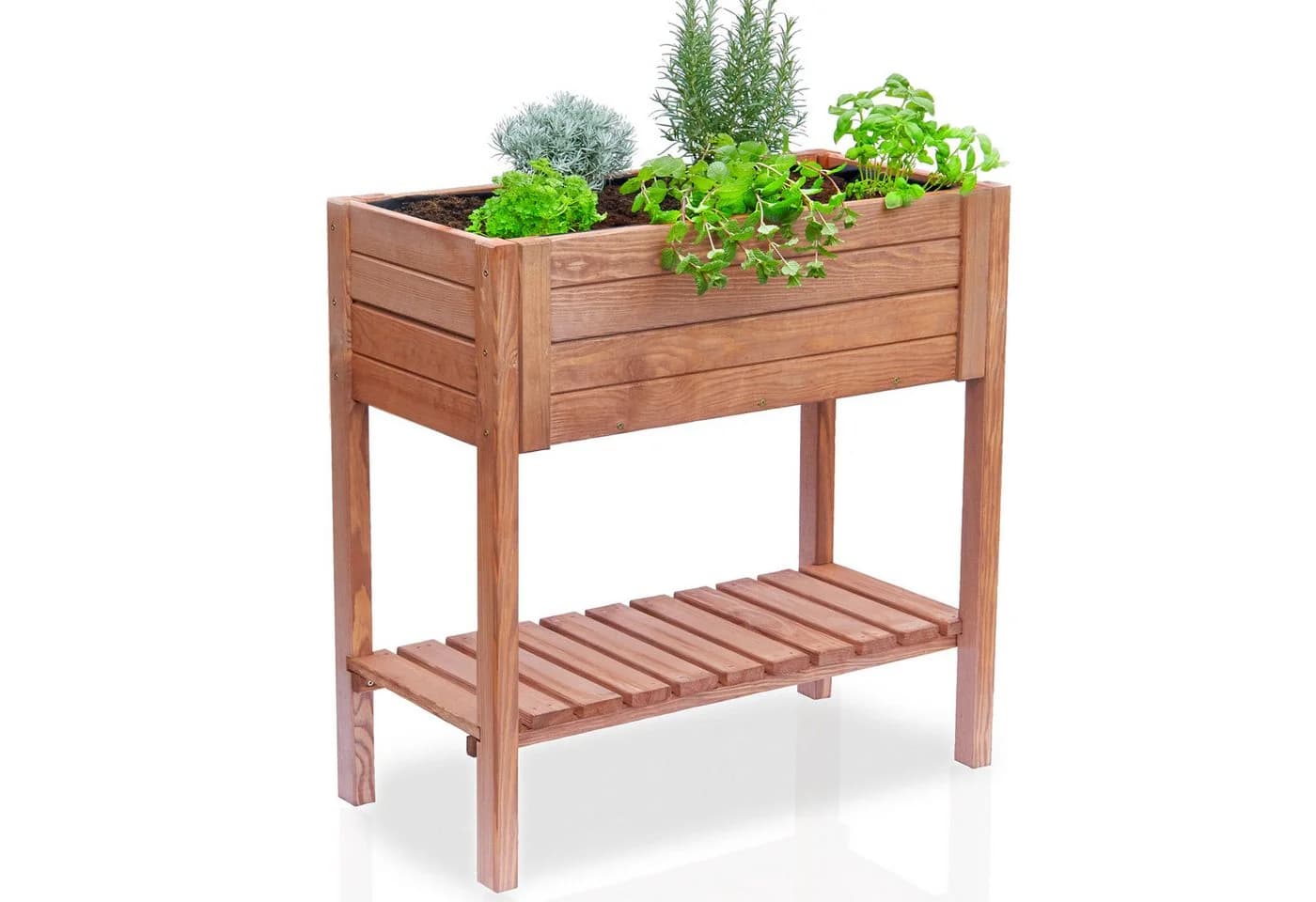 ONBEST Hochbeet Holz mit Ablage 80x80x40cm - Bild 2