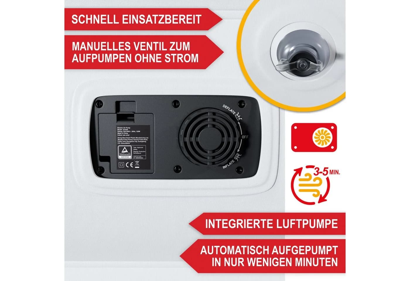 Onbest Luftbett Queensize mit elektrischer Pumpe und Kissen Weiß - Bild 3