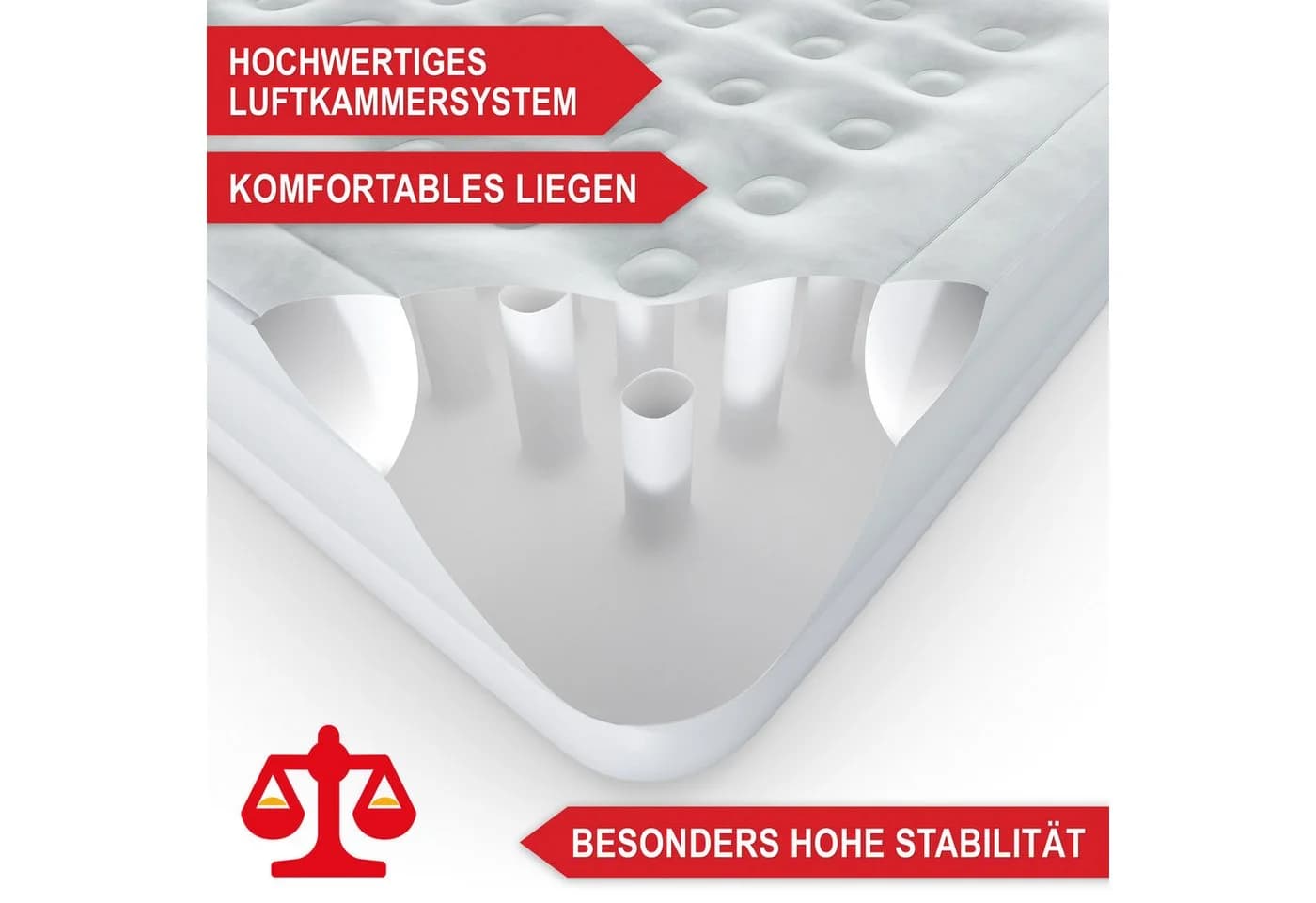 Onbest Luftbett Queensize mit elektrischer Pumpe und Kissen Weiß - Bild 5