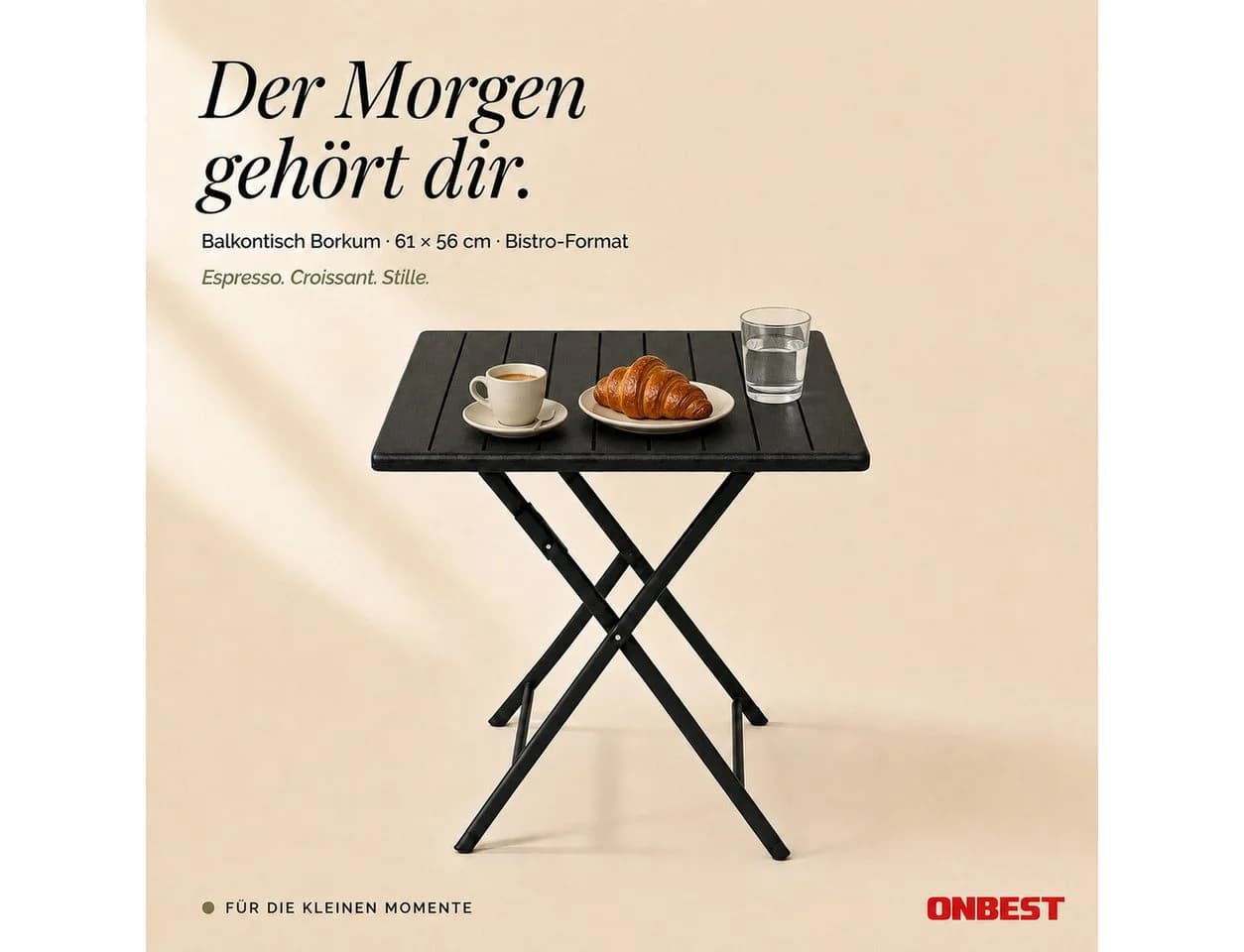 Onbest Balkontisch Klappbar mit Holzoptik Stahlgestell