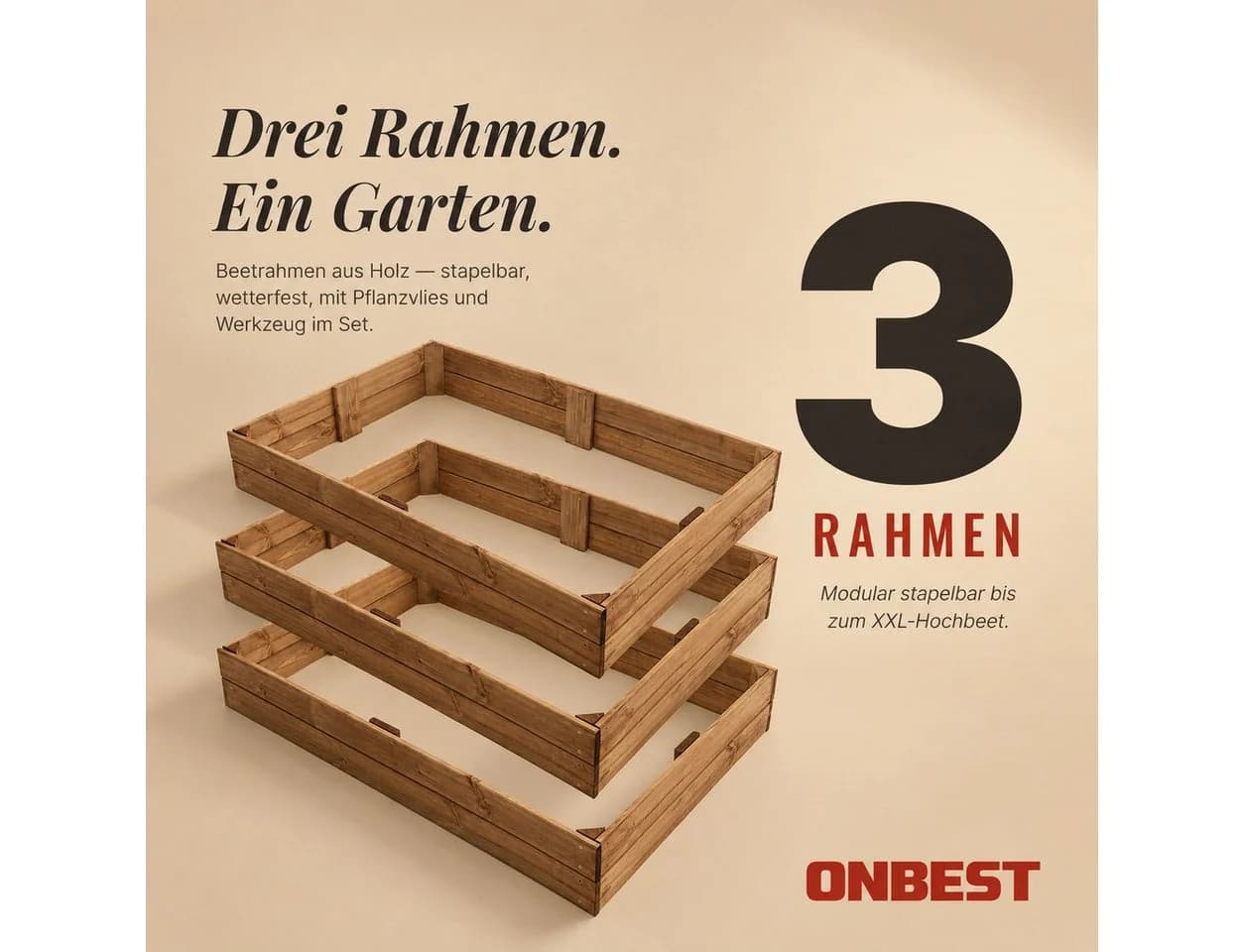 Onbest Rasenkante Pflanzrahmen 3er Set inklusive Pflanzvlies