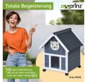 Zooprinz Katzenhaus Tiger XXL Grau-Weiß Massivholz Wetterfest Bild 4