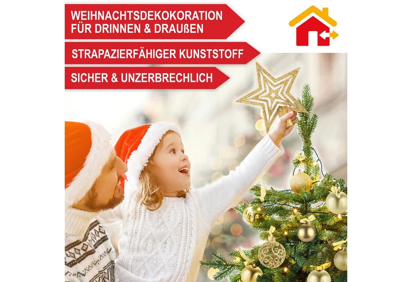 Onbest Weihnachtskugel-Set 128-tlg. Gold 3 Größen - Bild 3