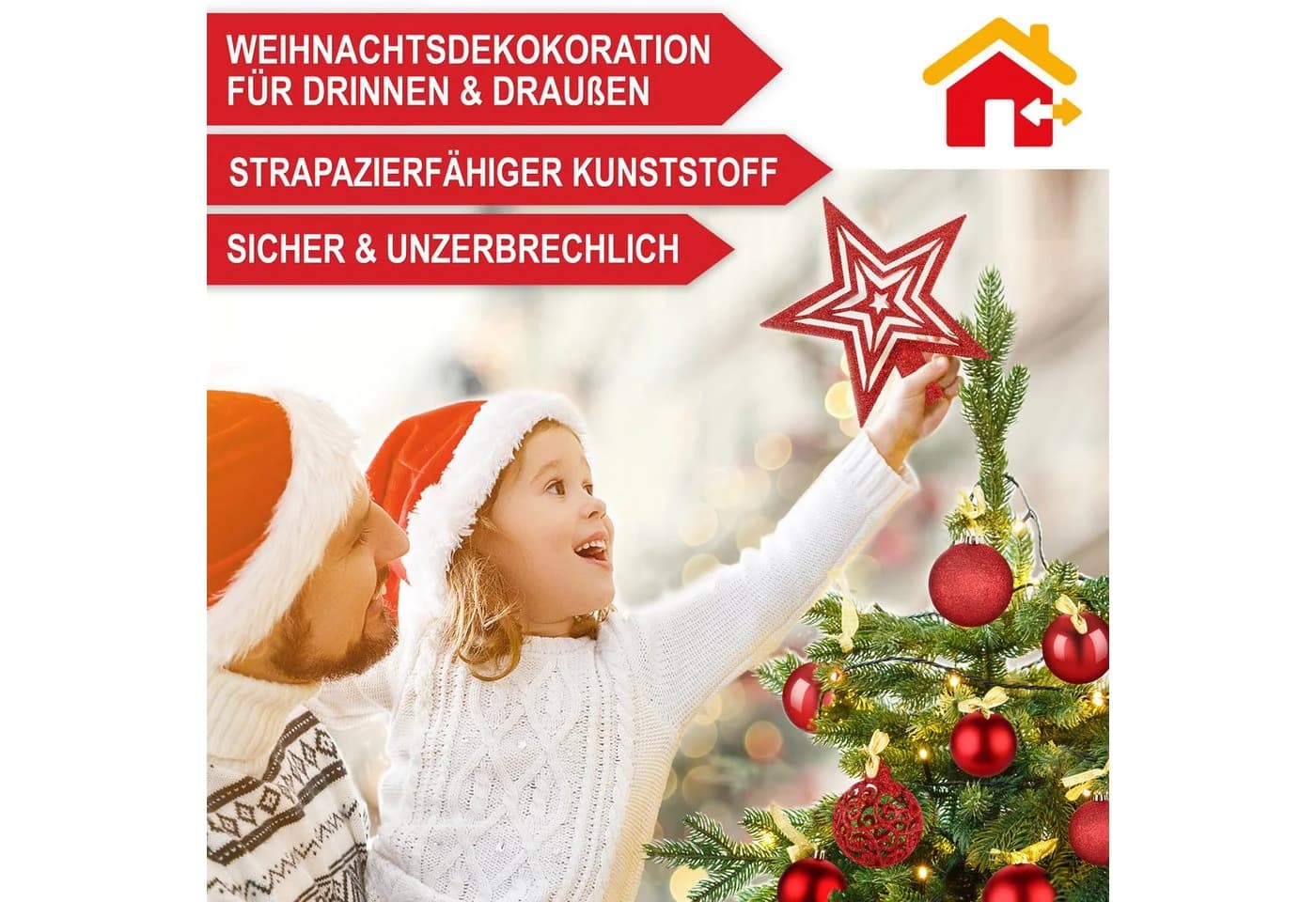 Onbest Weihnachtskugel-Set 128-tlg. Rot Kunststoff mit Aufbewahrungsbox - Bild 3