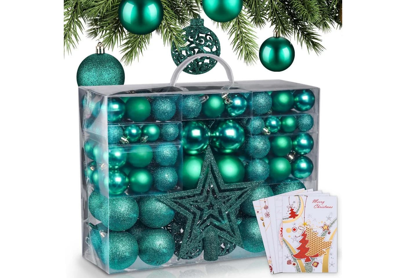 Onbest Weihnachtskugel-Set 128-tlg. Bunt Kunststoff mit Aufbewahrungsbox - Bild 2