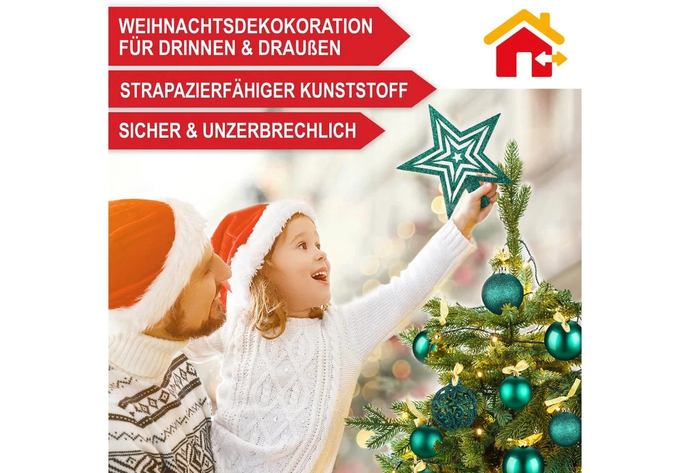 Onbest Weihnachtskugel-Set 128-tlg. Bunt Kunststoff mit Aufbewahrungsbox - Bild 3