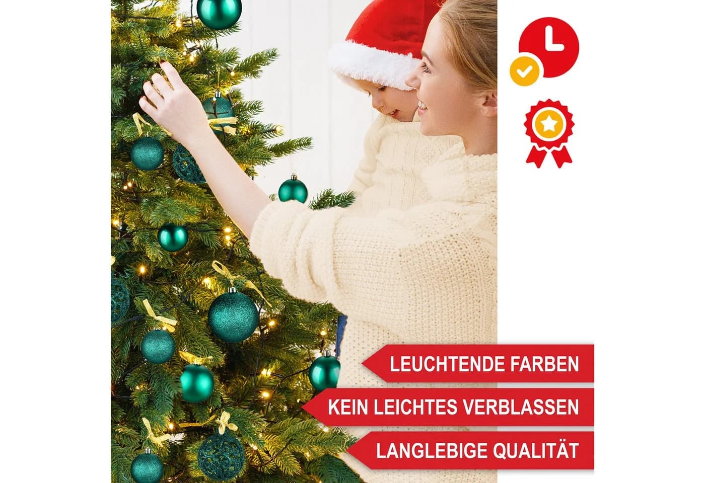 Onbest Weihnachtskugel-Set 128-tlg. Bunt Kunststoff mit Aufbewahrungsbox - Bild 5