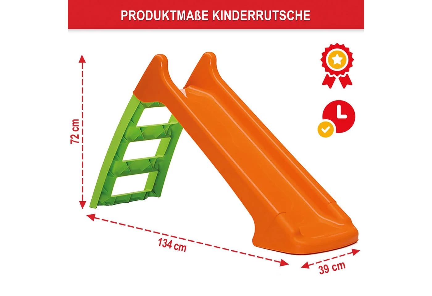 Onbest Kinderrutsche Orange mit Wasseranschluss Outdoor Indoor Made in EU bis 50 kg - Bild 3