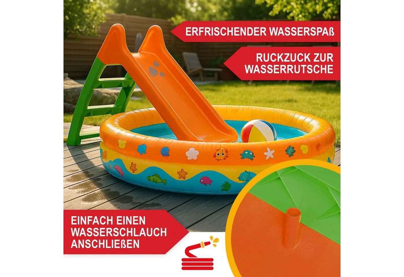 Onbest Kinderrutsche Orange mit Wasseranschluss Outdoor Indoor Made in EU bis 50 kg - Bild 4