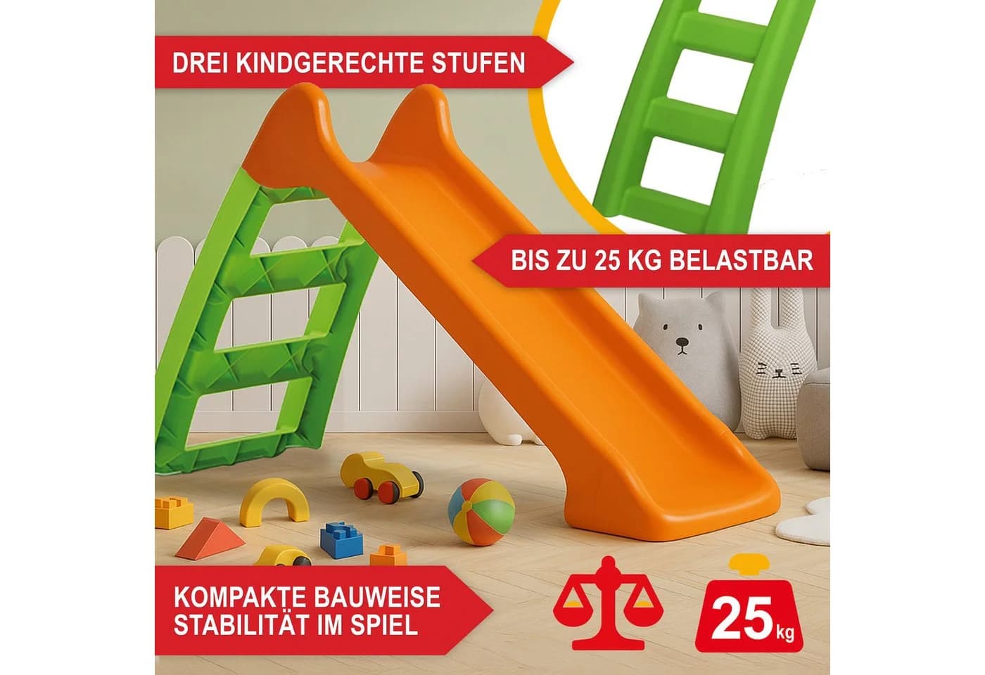 Onbest Kinderrutsche Orange mit Wasseranschluss Outdoor Indoor Made in EU bis 50 kg - Bild 5