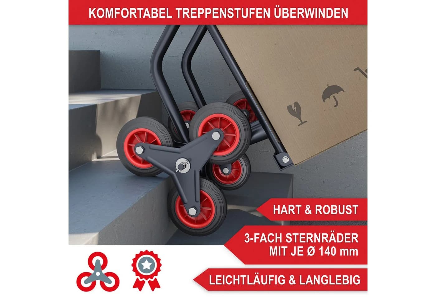 ONBEST Treppensackkarre 150 kg Premium Vollgummi - Bild 4