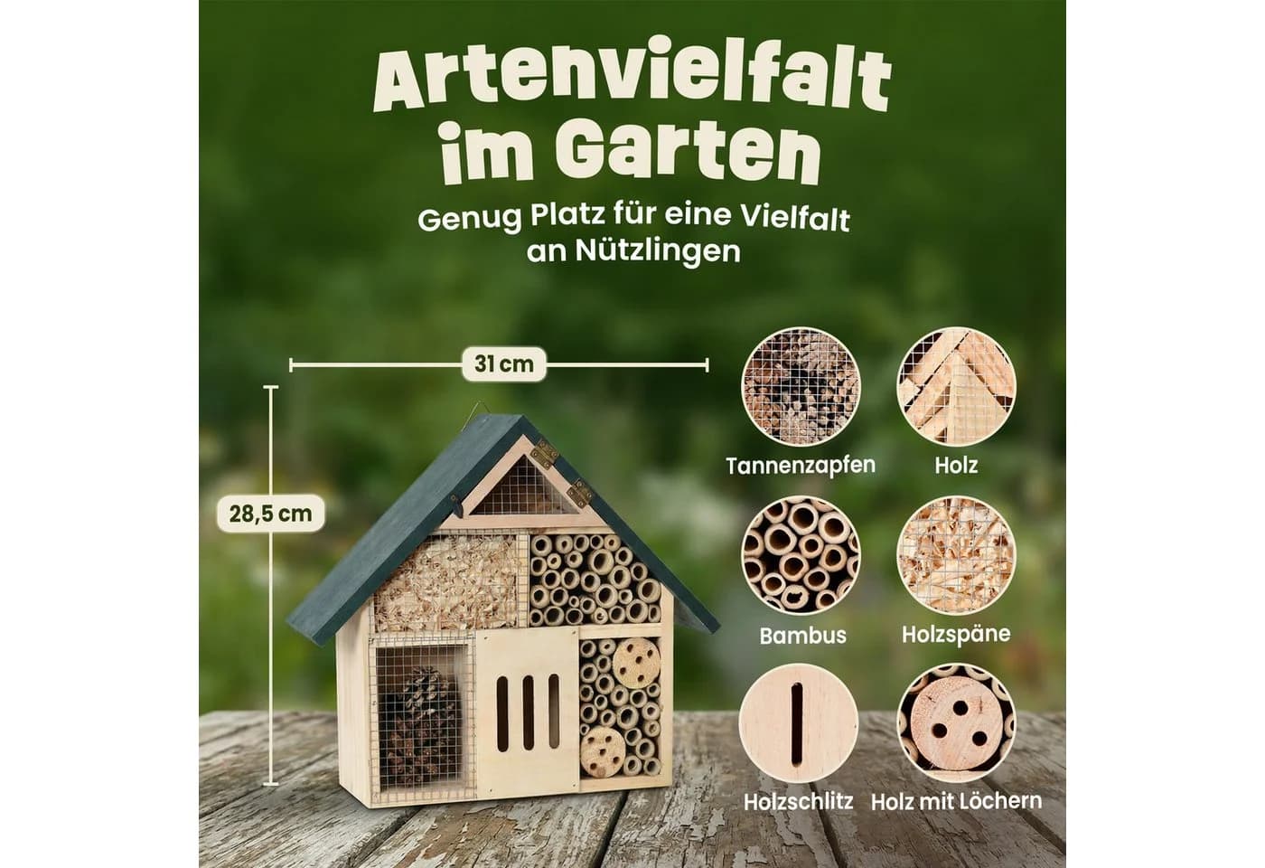Zooprinz Insektenhotel XXL aus Vollholz mit natürlicher Füllung - Bild 3